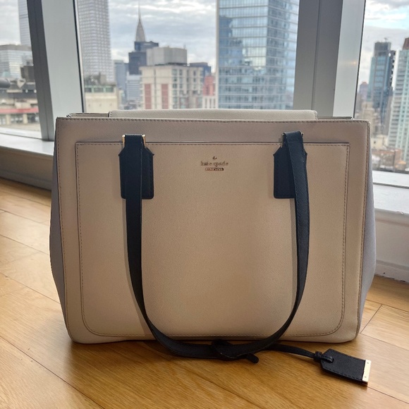 kate spade Handbags - Kate Spade light blue and white tote bag